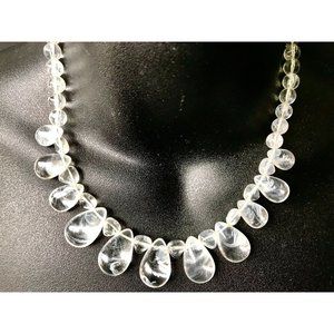Vintage Clear Swirl Teardrop Lucite Statement Necklace Clear Swirl Tear Antique